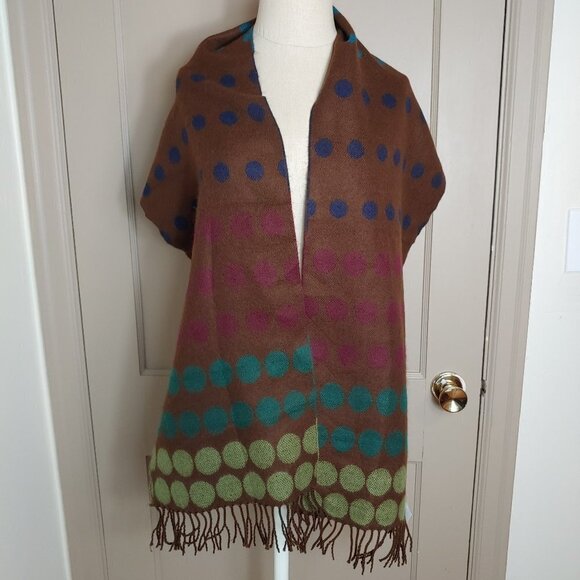 NWT D&Y Softer Than Cashmere Scarf Polka Dot Fringe Wrap Shawl Retro Boho - Picture 4 of 7